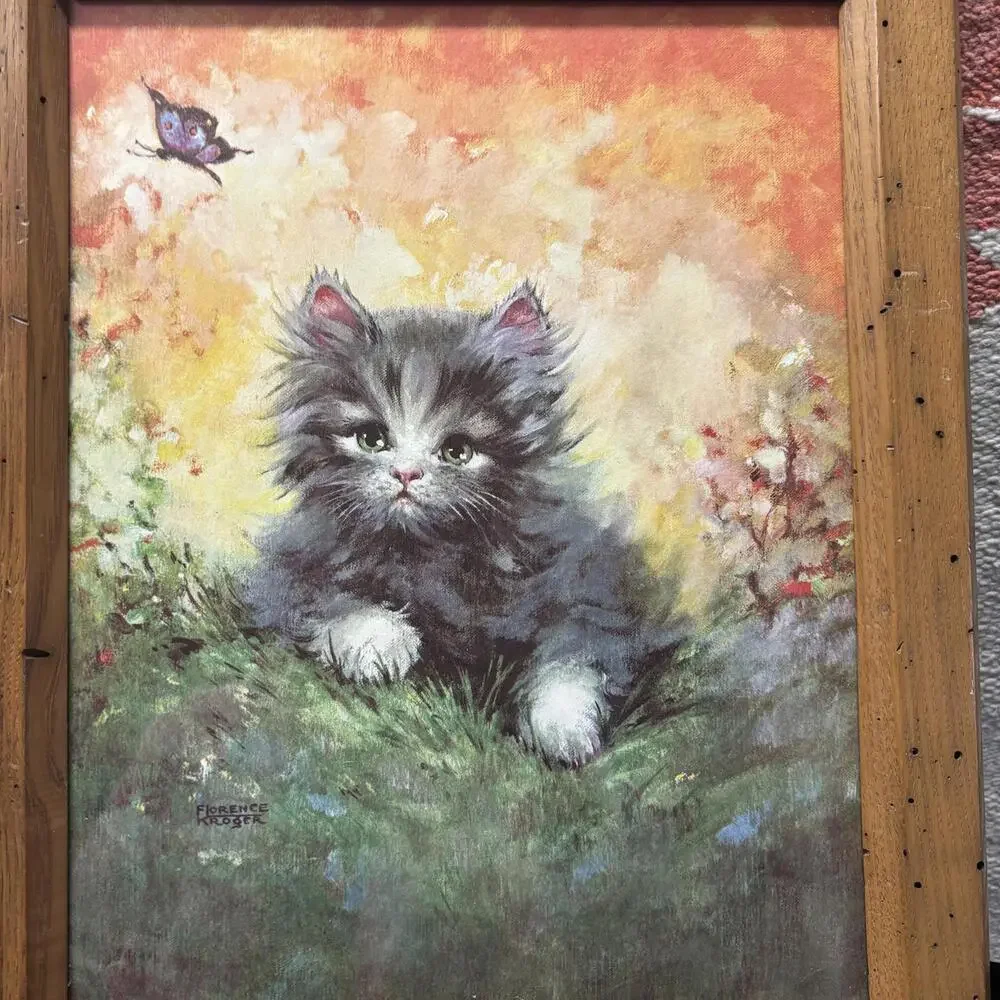 Vtg Florence Kroger Kitten litho print set